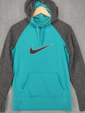 Nike Teal & Gray Logo Pullover Hoodie - S